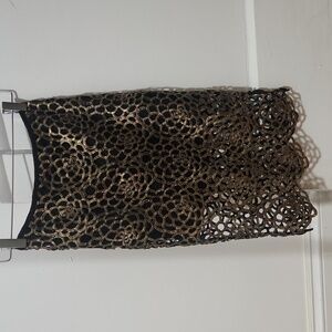 Gold Floral Cut-Out Pencil Skirt – XS